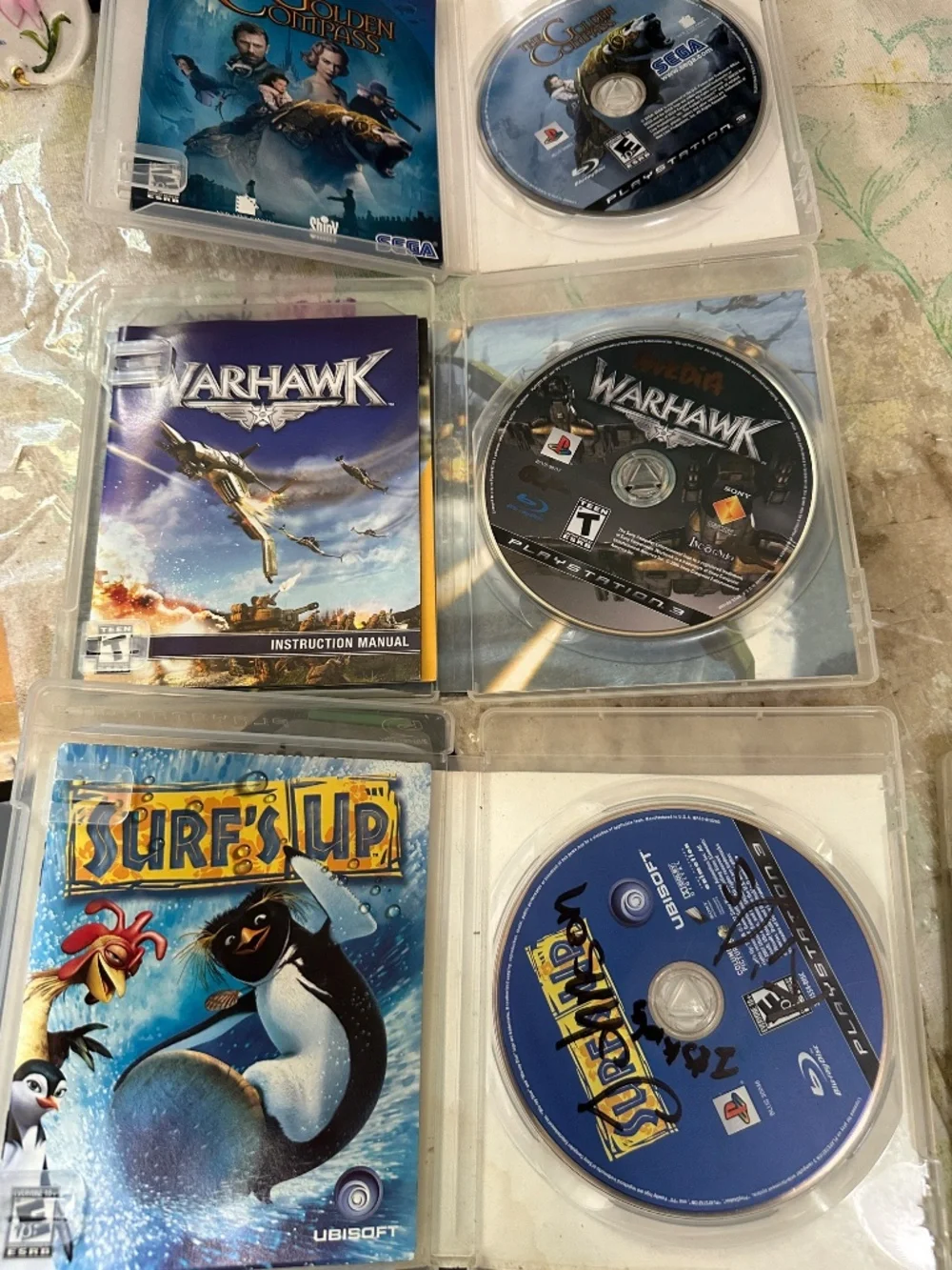 Lot of 5 PS3 Games Golden Compass Warhawk Surf's Up Madden 10 NBA Live 09